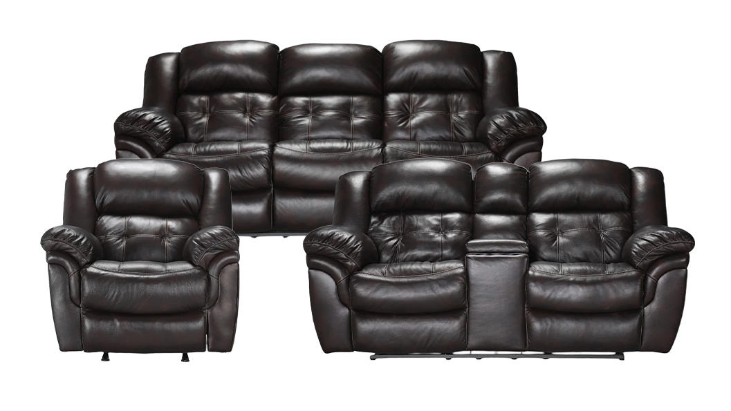 3 Pc Achieve Leather Manual Reclining Set