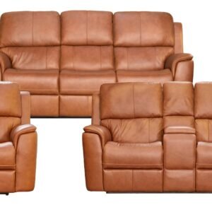 Big Spring Saddle Brown Leather Power Reclining Set