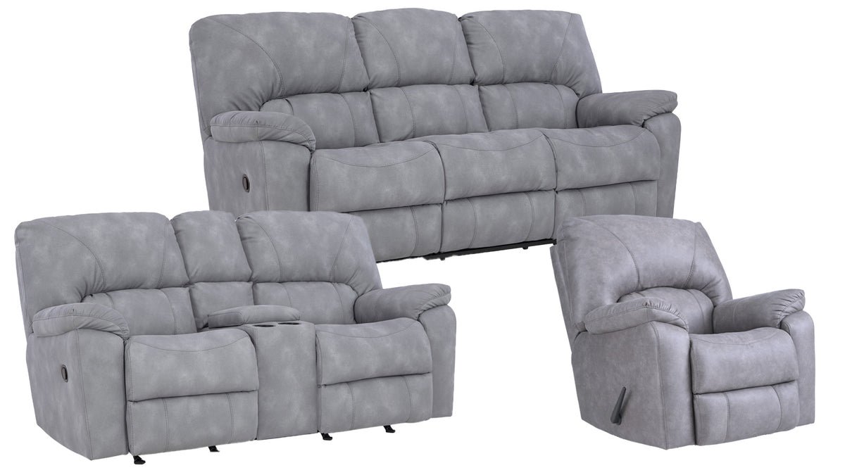 3 pc Rhino Gray Manual Reclining Set