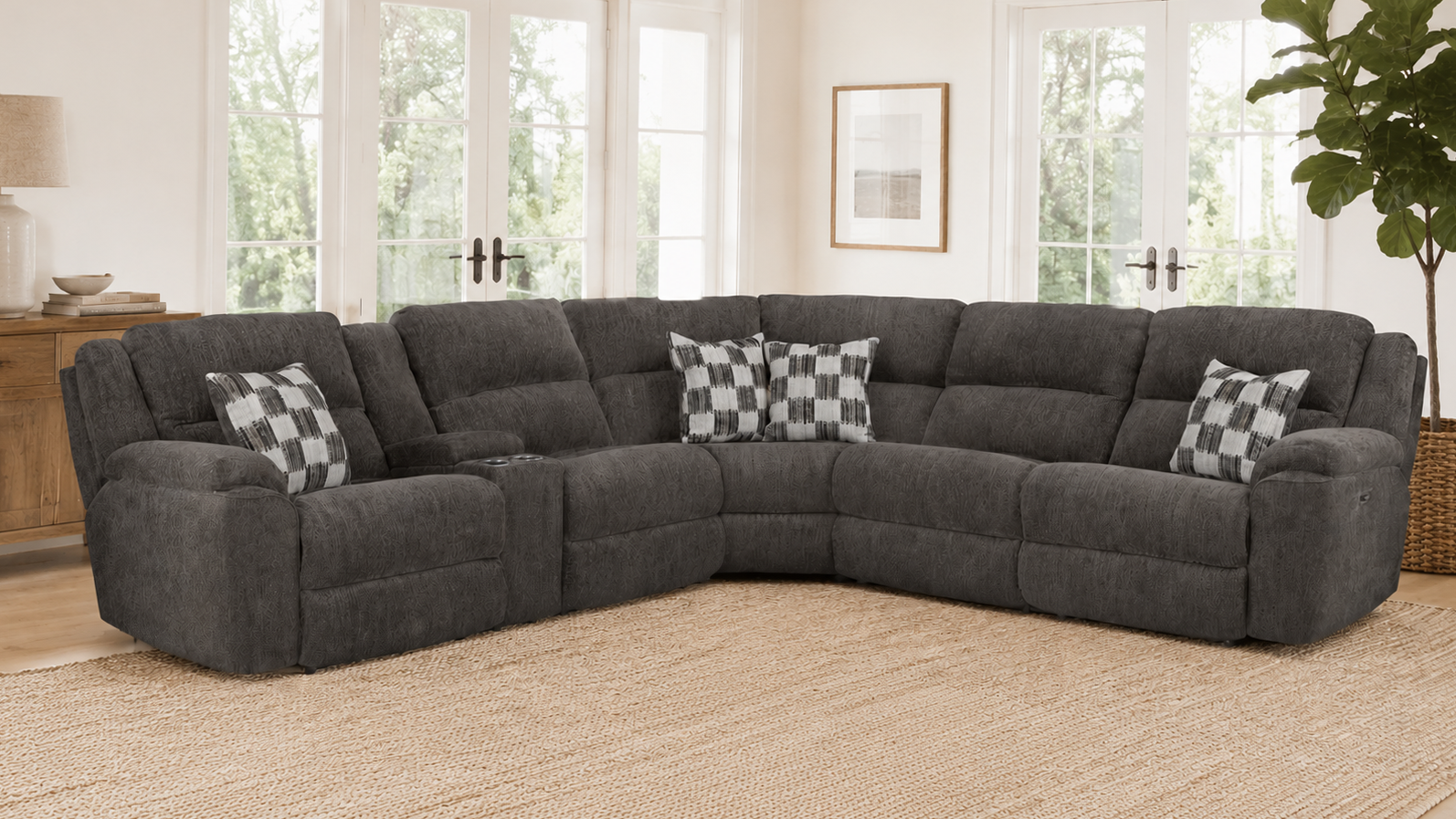 3pc Frisco Clove Power Reclining Left Side Facing Console Sectional | Gallery Furniture