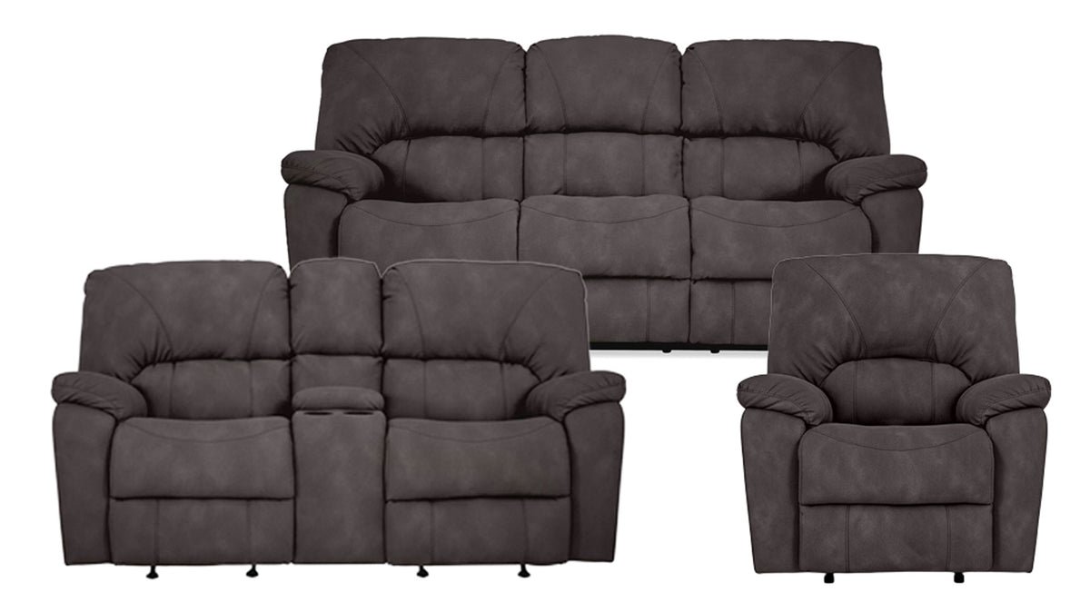3pc Rhino Pewter Manual Reclining Set| USA-MADE