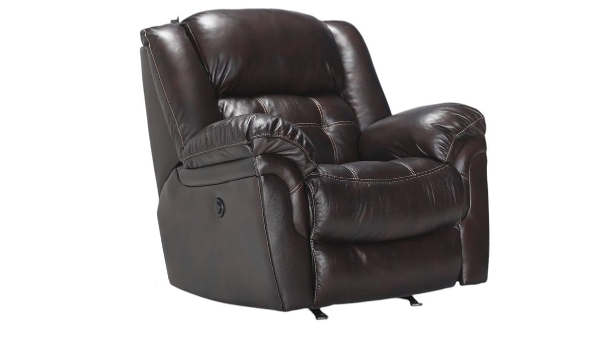 Achieve Dark Brown Leather Power Rocker Recliner – Upholstered Living Room Chair Made in USA