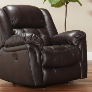 Achieve Dark Brown Leather Power Rocker Recliner – Upholstered Living Room Chair Made in USA | Gallery Furniture