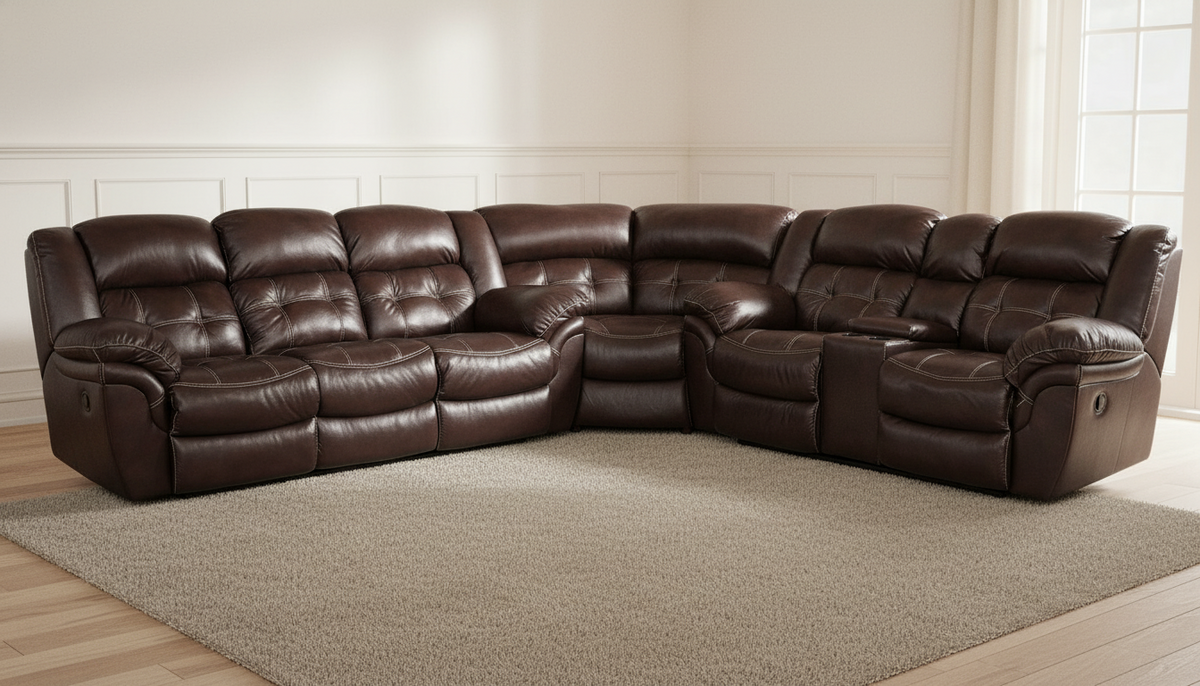 Achieve Leather Manual Reclining 3pc Sectional