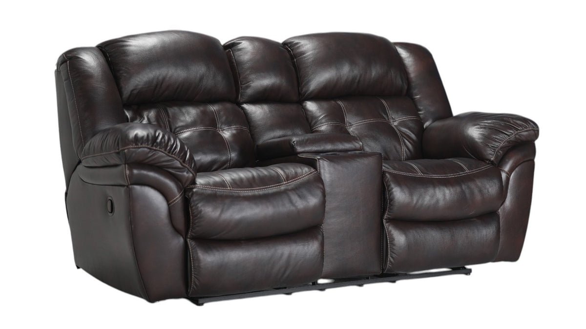 Achieve Leather Manual Reclining Loveseat w/Console
