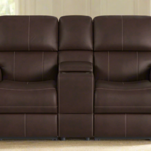 Big Spring Umber Brown Leather Power Reclining Loveseat