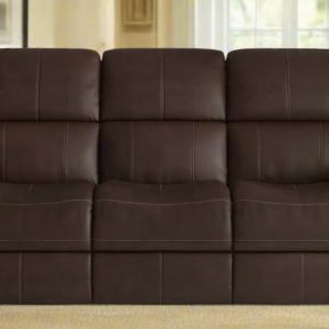Big Spring Umber Brown Leather Power Reclining Sofa