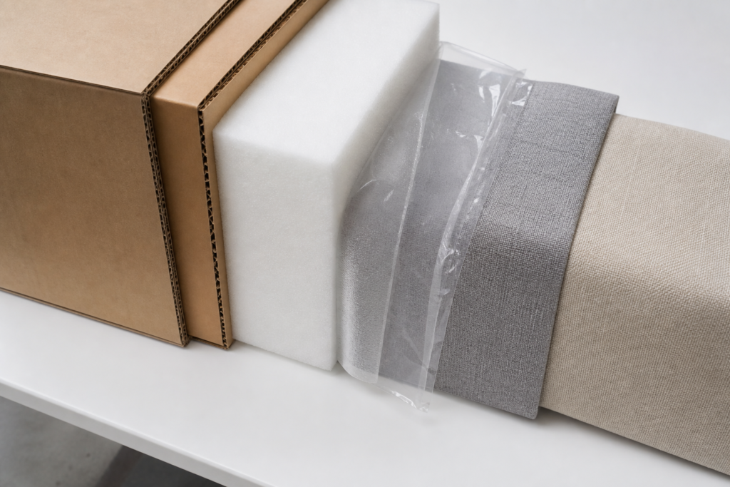 Layered recliner packaging materials