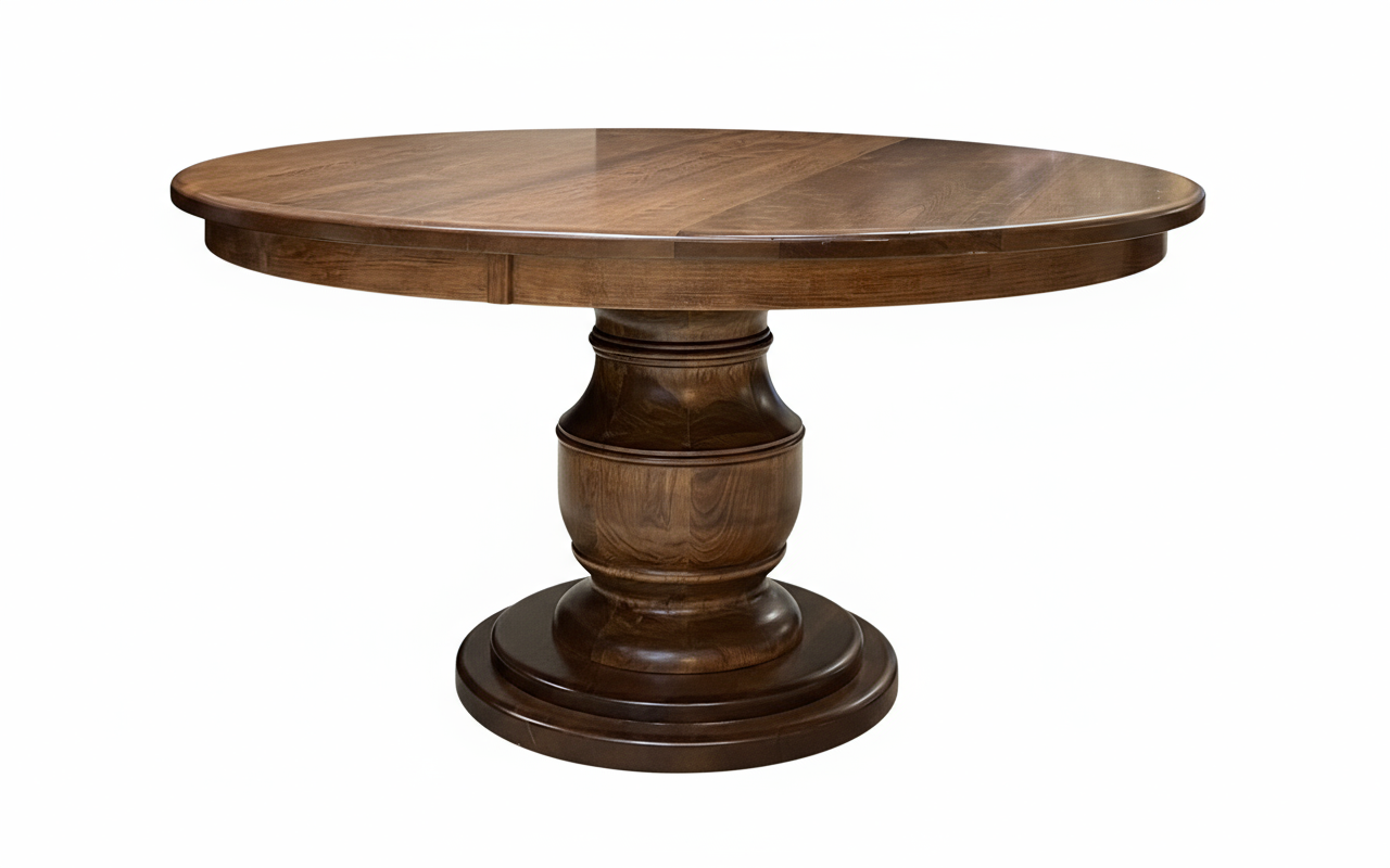 Burlington 60" Round Solid Maple Wood Baluster Pedestal Dining Table