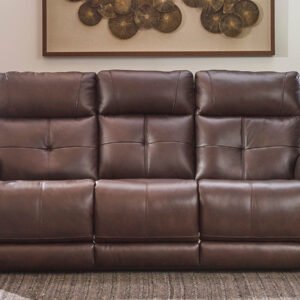 Cloud Nine Stitch Brown Leather Power Reclining Sofa