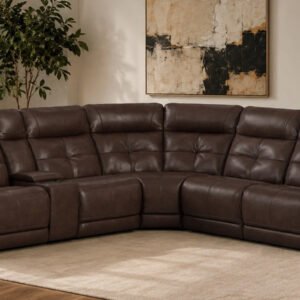 Cloud Nine Stitch Brown Modular Leather Power Motion Recliner