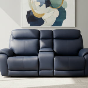 Cordova Steel Blue Power Recling Love Seat W Recliner