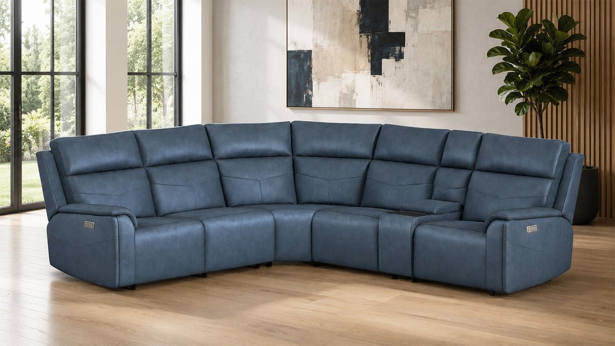 Cougar Admiral Blue P5 Power Modular Reclining 6pc Sectional w/Zero Gravity