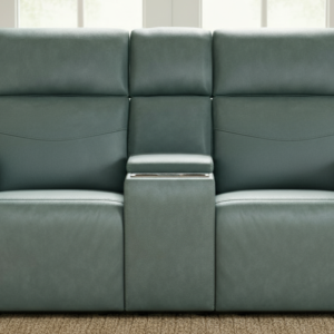 Cougar Admiral Blue Power Reclining Loveseat W Console