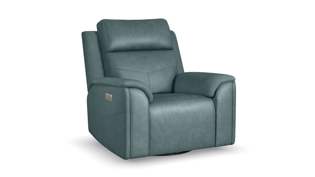 Cougar Admiral Blue Power Swivel Glider Recliner – Performance Fabric Upholstered Living Room Chair with Heat & Massage