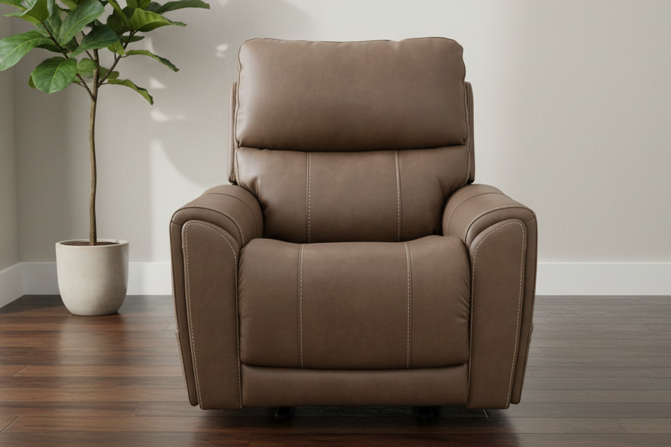 Cougar Cappuccino Power Recliner – Performance Fabric Upholstered Living Room Chair with Heat & Massage