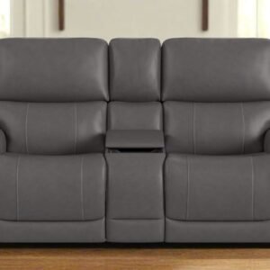 Cougar Dark Grey Power Reclining Loveseat W Console