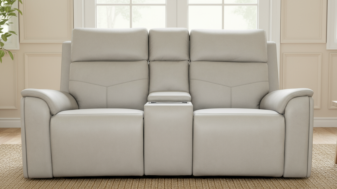 Cougar Dove Gray P5 Power Reclining Loveseat w/Console