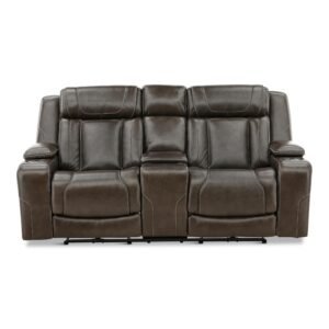 Denver Leather Power Console Loveseat