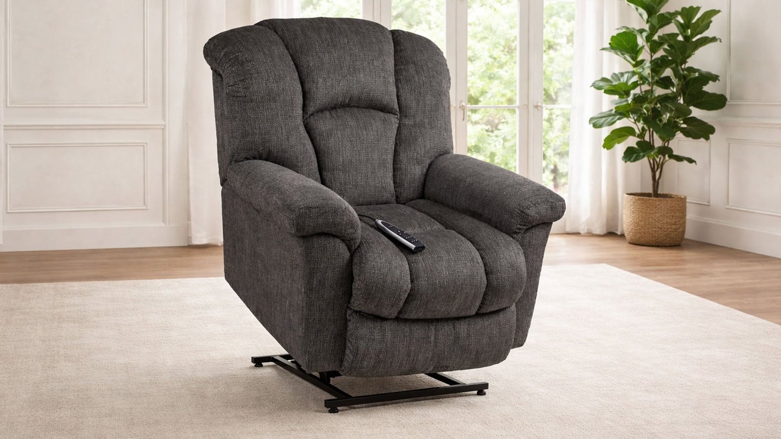 Equalizer Ion Charcoal P1 Power Lift Recliner – Made in USA Lift Chair with Hardwood Frame | Gallery Furniture