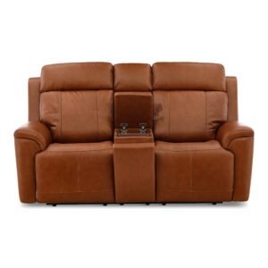Flexsteel Adrian Leather Power Reclining Console Loveseat
