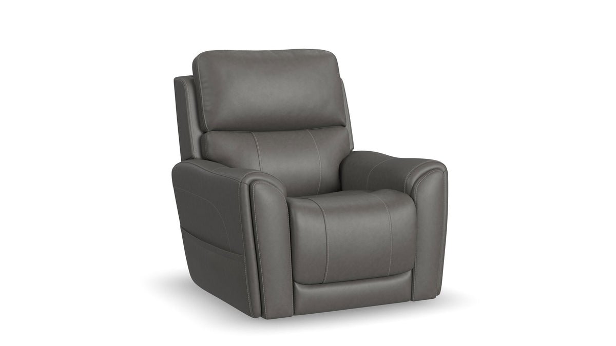 Flexsteel Cougar Dark Grey P5 Power Lift Recliner – Heat & Massage with MackArmor Fabric