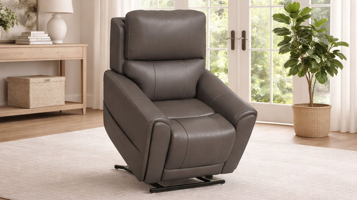 Flexsteel Cougar Dark Grey P5 Power Lift Recliner – Heat & Massage with MackArmor Fabric