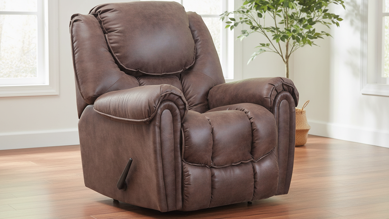 Floor Model Only!! Surf Mocha Manual Rocker Recliner – Upholstered Living Room Chair Made in USA | Gallery Furniture