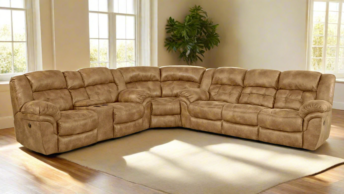 Frontier Almond Manual Reclining 3pc Sectional
