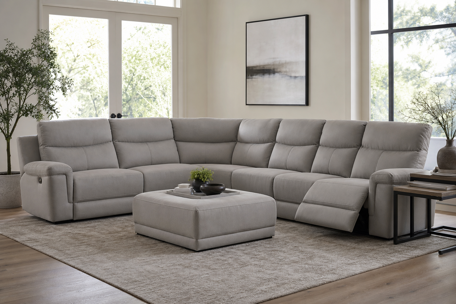 Mack's Heart Leather Modular Power Motion Sectional gallery