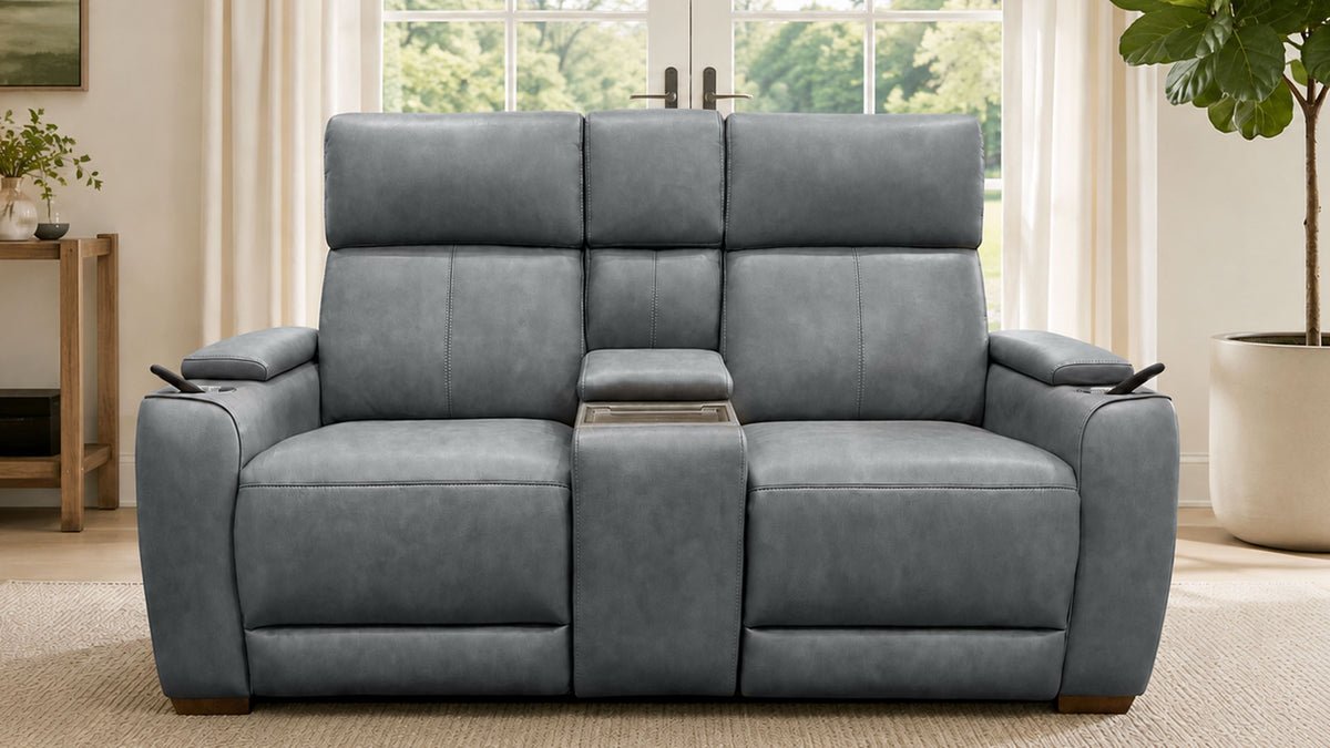 Mac Pulse P6 Charcoal Grey Power Loveseat with Immersive Sound | Performance Fabric