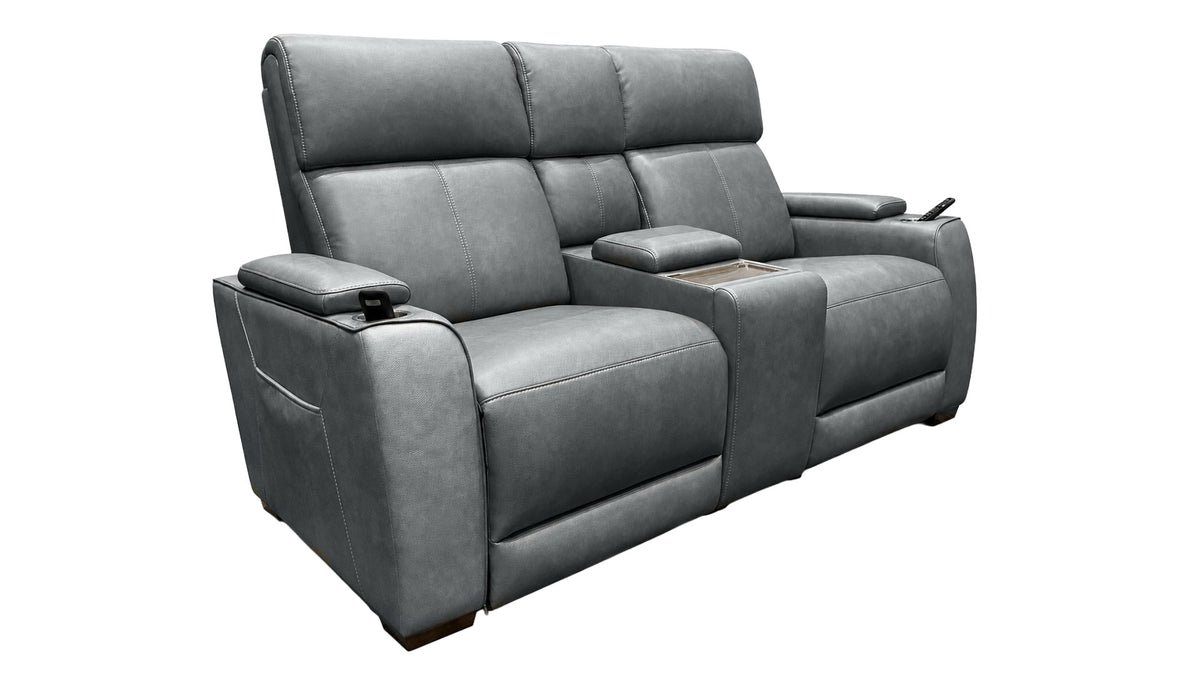 Mac Pulse P6 Charcoal Grey Power Loveseat with Immersive Sound | Performance Fabric