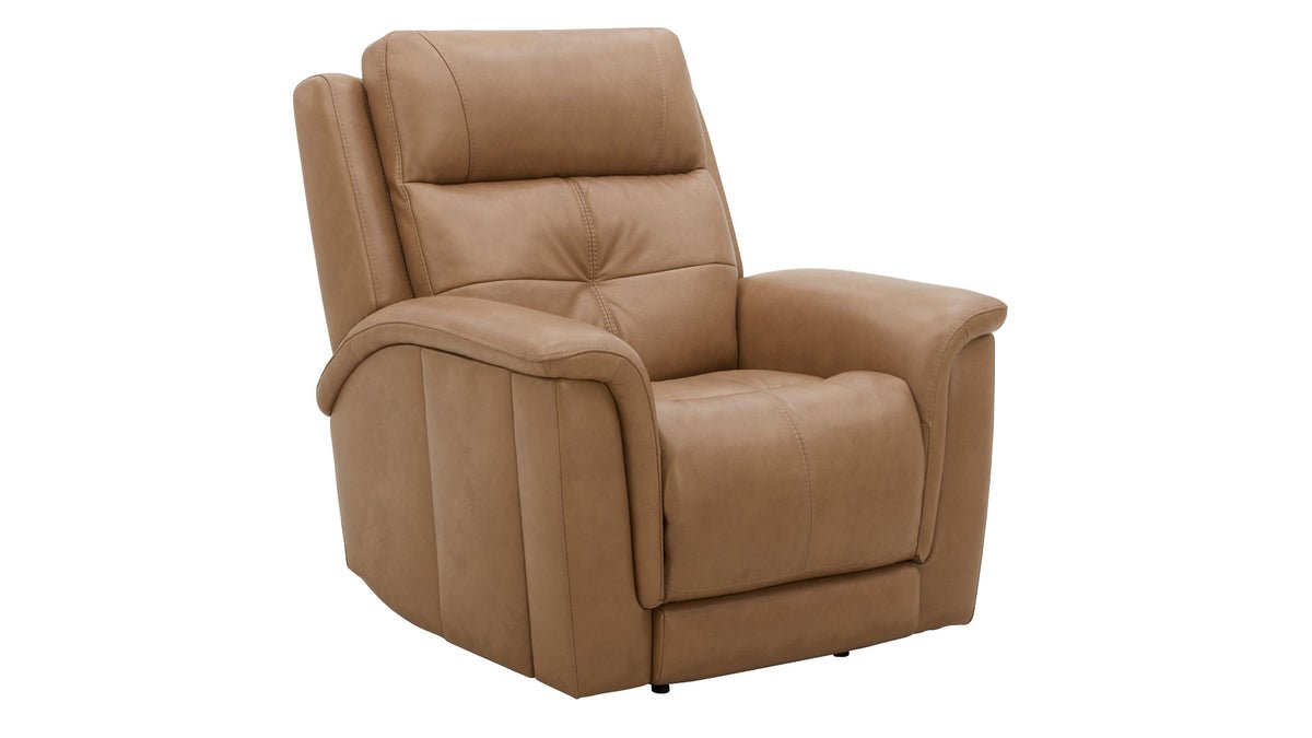 Mack’s Heart Latte Brown Leather Zero Gravity Power Recliner – Upholstered Living Room Chair