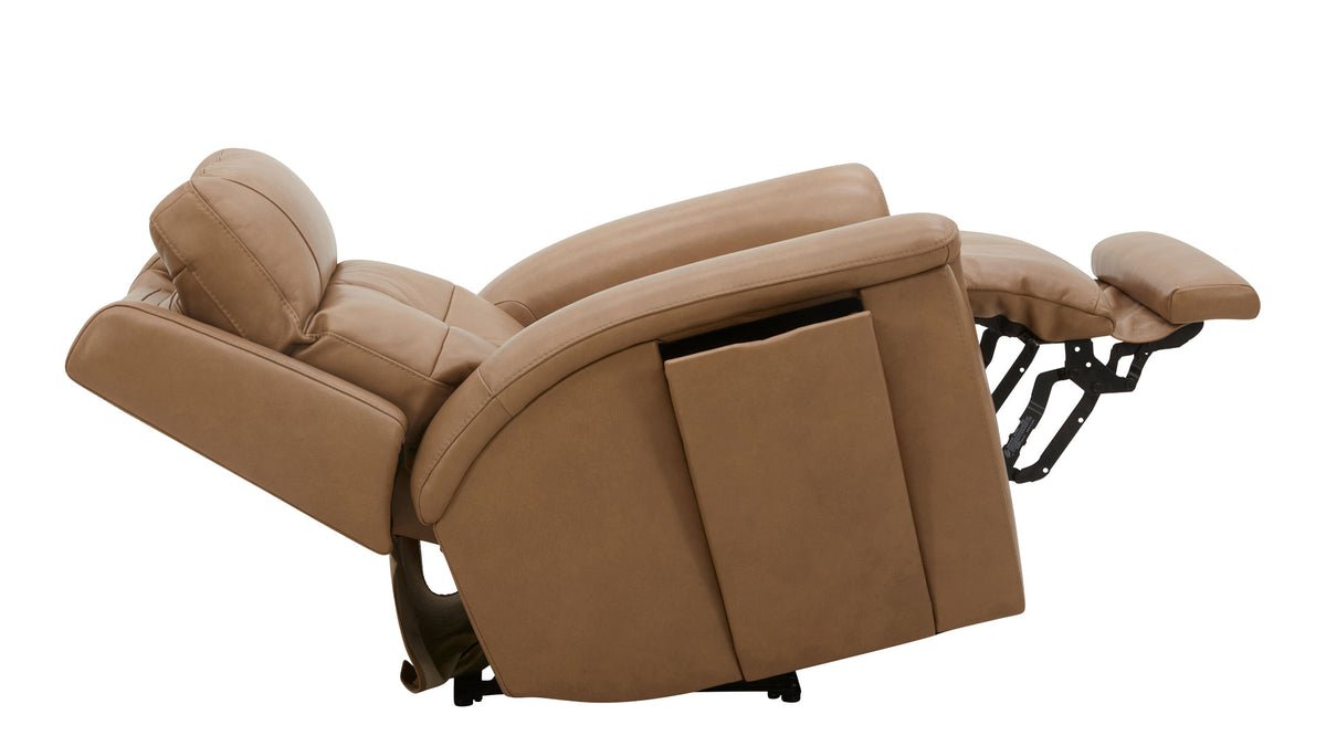 Mack’s Heart Latte Brown Leather Zero Gravity Power Recliner – Upholstered Living Room Chair