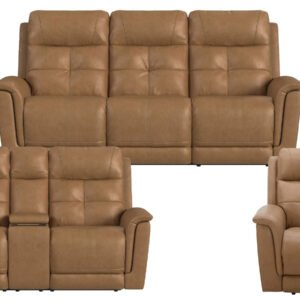Mack's Heart Latte Brown Leather Power Reclining Collection