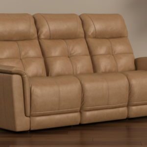 Mack's Heart Latte Brown Leather Power Reclining Sofa