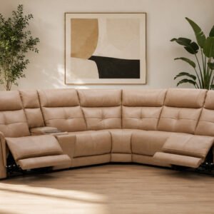 Mack's Heart Leather Modular Power Motion Sectional
