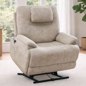 Maczcliner Light Tan Power Lift Recliner With Heat
