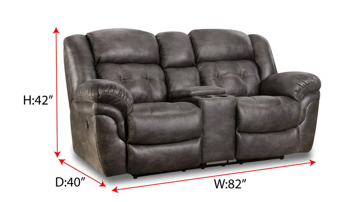 Marcelina Charcoal Manual Reclining Loveseat w/Console