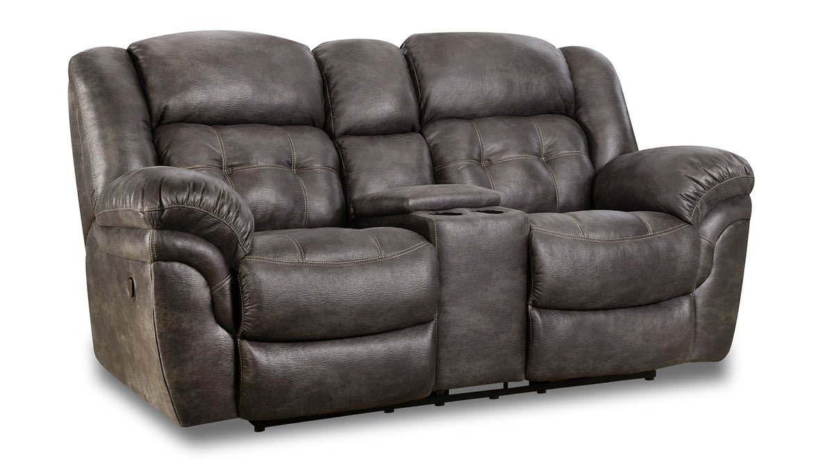 Marcelina Charcoal Manual Reclining Loveseat w/Console