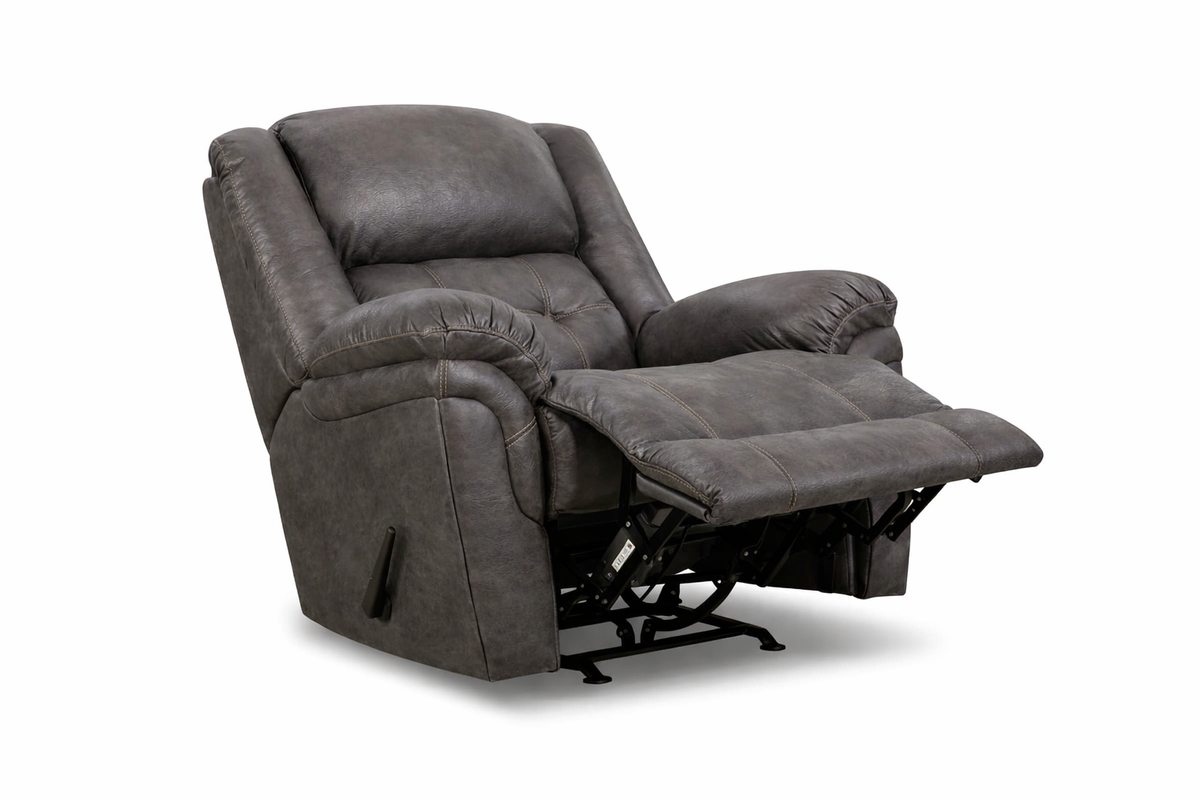 Marcelina Charcoal Manual Rocker Recliner – Upholstered Living Room Chair Made in USA | Gallery Furniture
