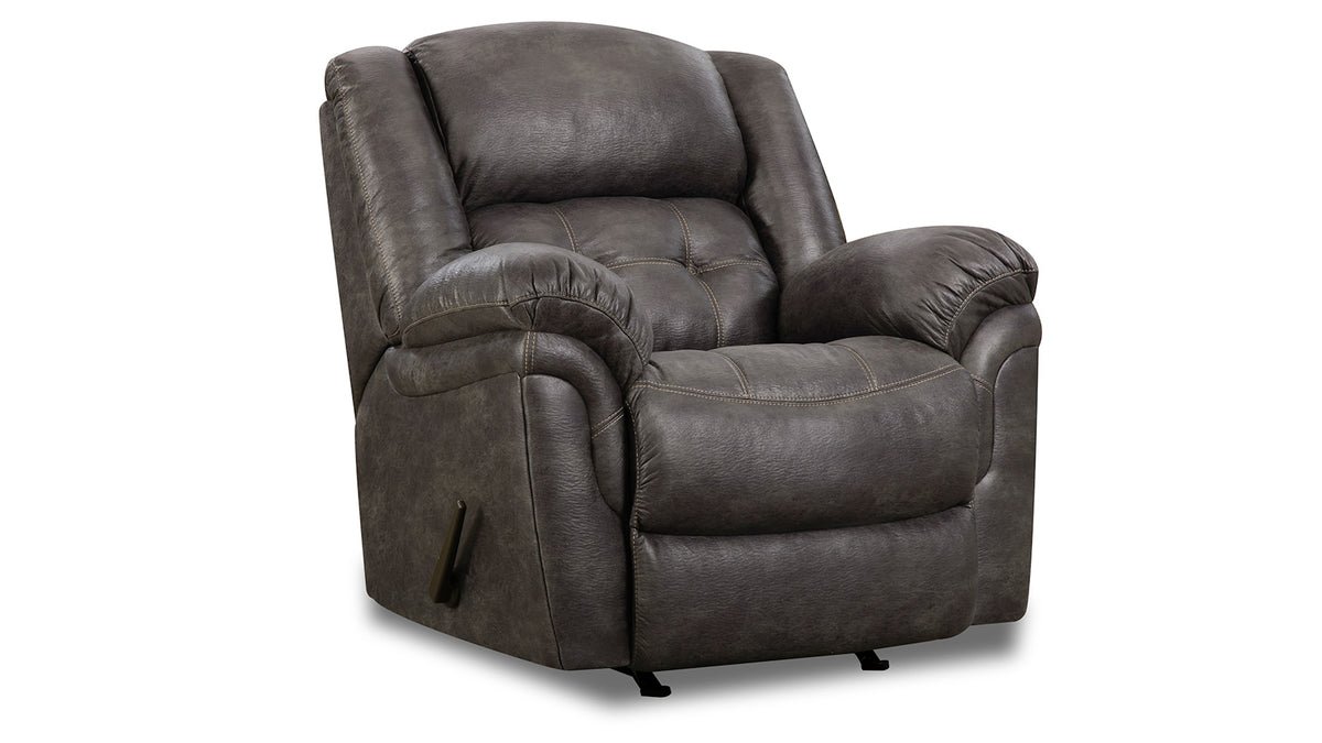 Marcelina Charcoal Manual Rocker Recliner – Upholstered Living Room Chair Made in USA | Gallery Furniture
