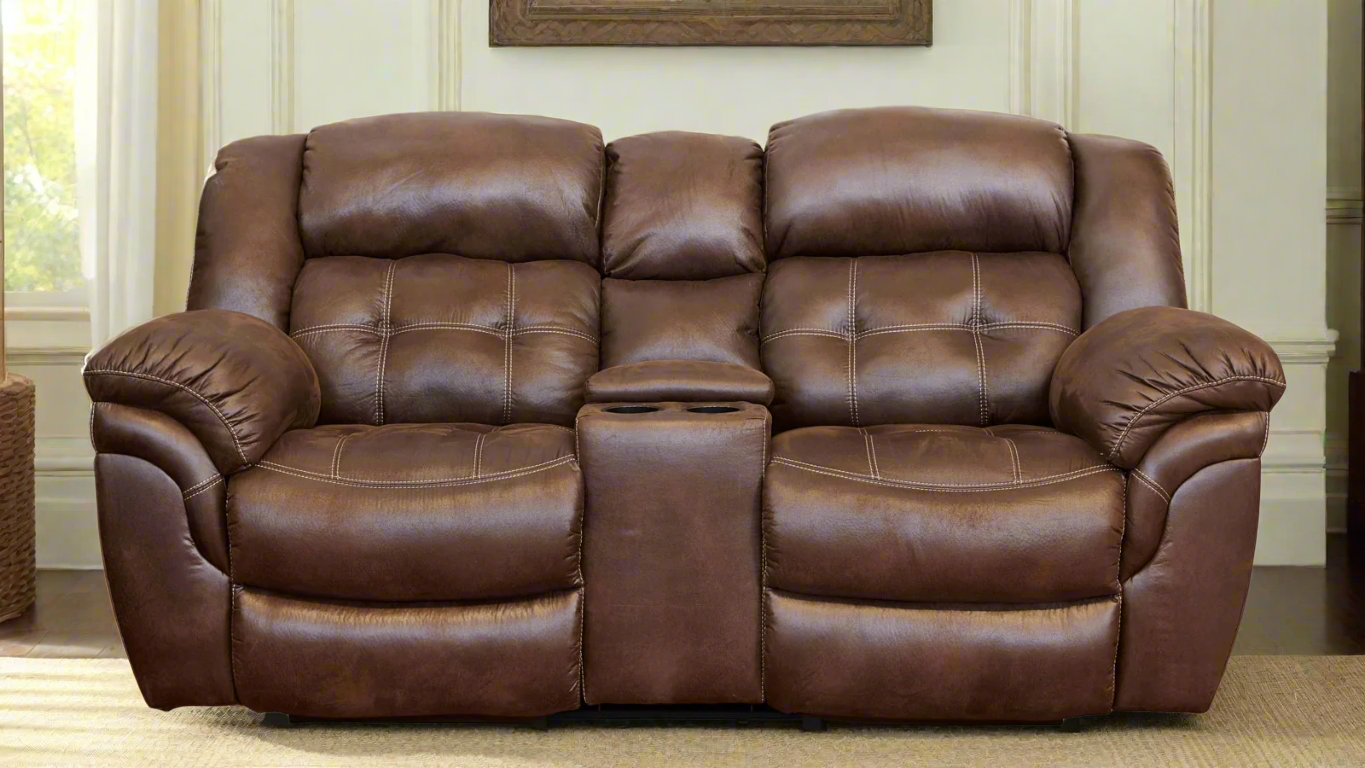 Marcelina Espresso Manual Reclining Loveseat w/Console