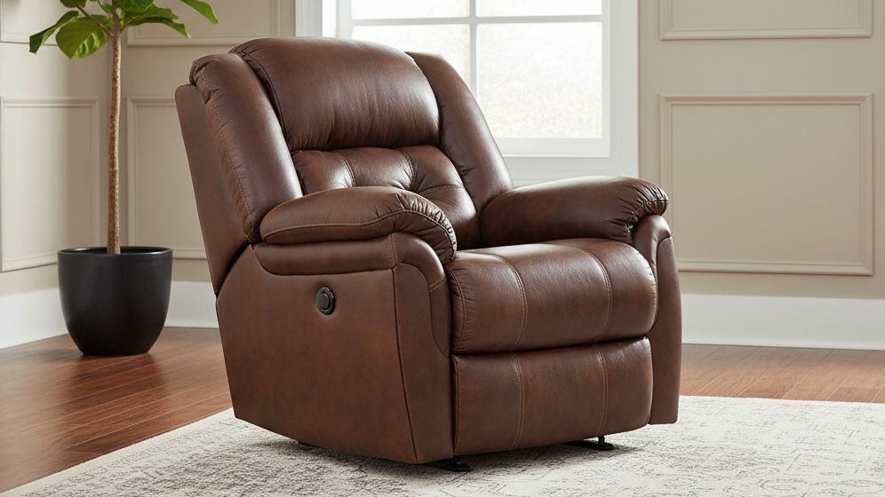 Marcelina Espresso Manual Rocker Recliner – Upholstered Living Room Chair Made in USA | Gallery Furniture