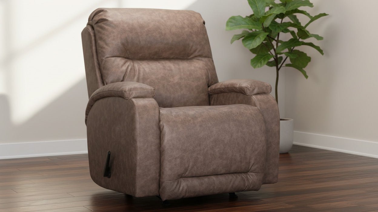 Maverly Mushroom Manual Rocker Recliner – Upholstered Living Room Chair Made in USA | Gallery Furniture