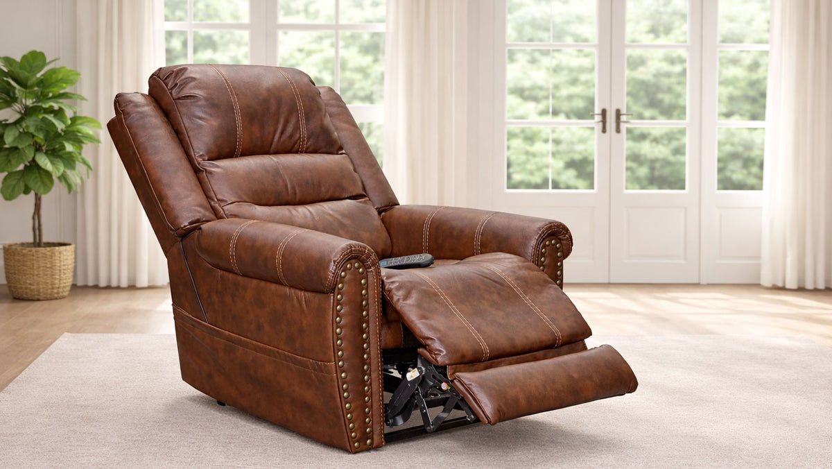 Oscar Pecan P3 Power Lift Chair – Heavy duty 350lb Capacity Dual Motor Recliner