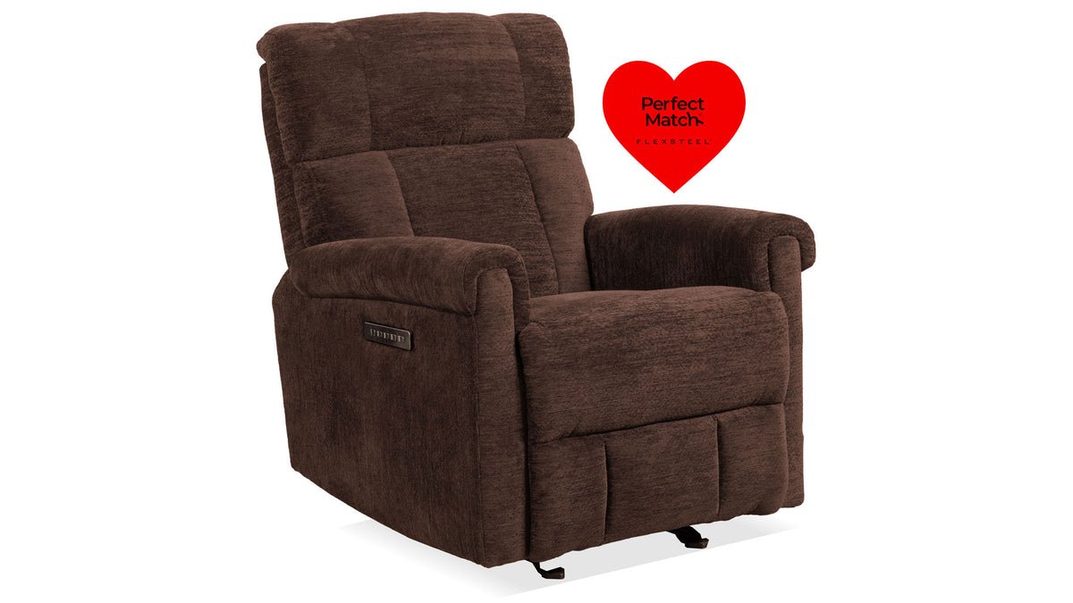 Perfect Match Classic Buffalo Brown Power Rocker Recliner – Upholstered Living Room Chair