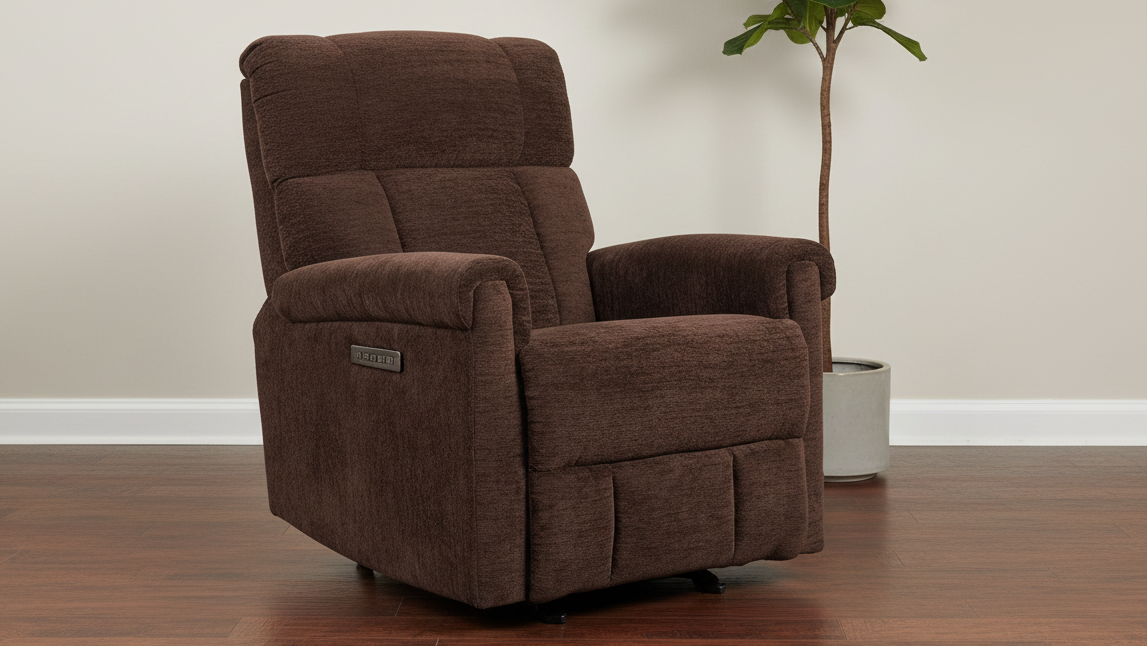 Perfect Match Classic Buffalo Brown Power Rocker Recliner – Upholstered Living Room Chair