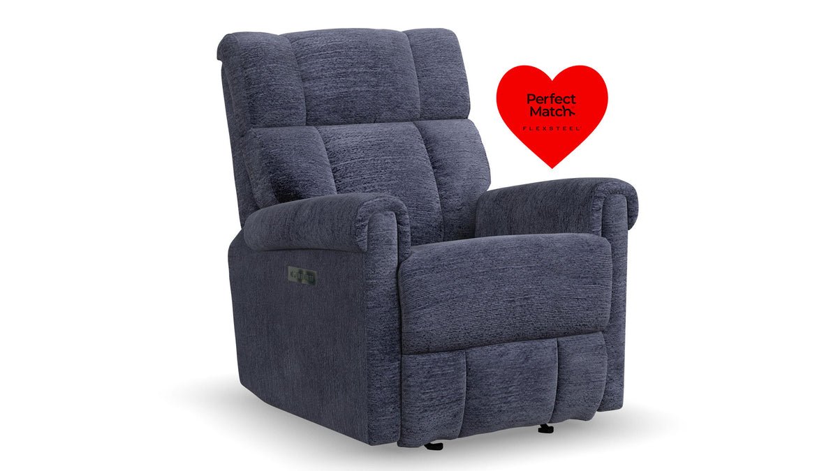 Perfect Match Classic Nocturne Blue Power Rocker Recliner – Upholstered Living Room Chair