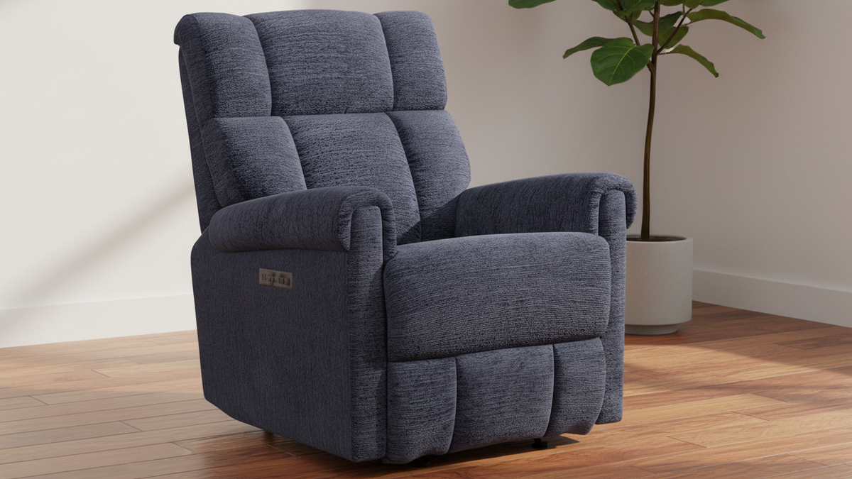 Perfect Match Classic Nocturne Blue Power Rocker Recliner – Upholstered Living Room Chair